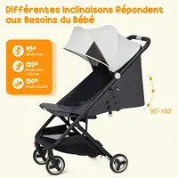 Poussette de voyage pour bébé approuvée pour les cabines, légère, compacte, pliable, jusqu'à 22 kg, poussette d'avion, landau pour nouveau-né, chariot pour nourrisson 3