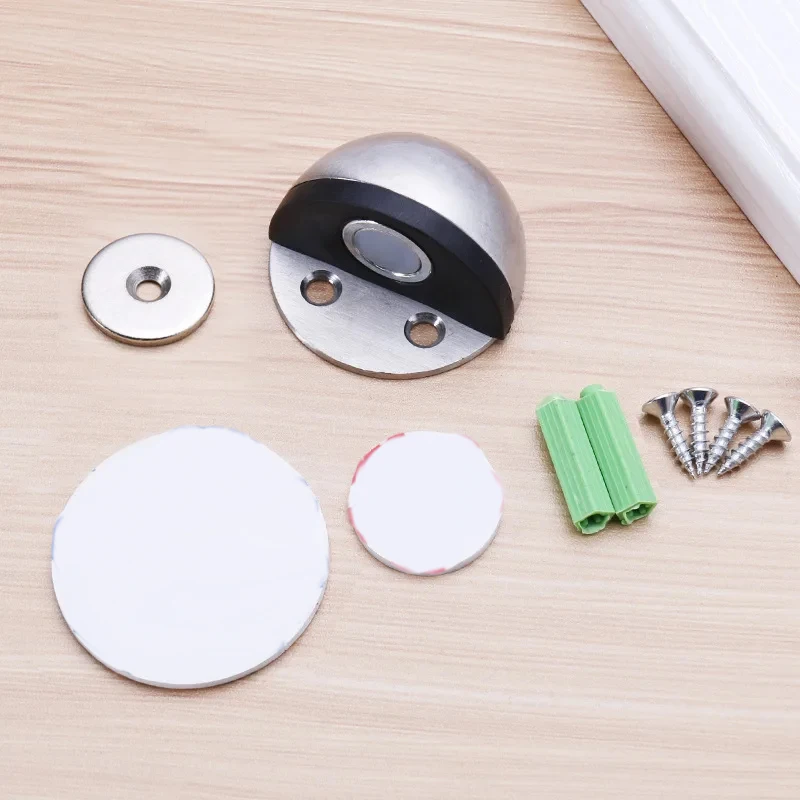 Doorstop Non Punching Sticker Stainless Steel Rubber For Floor