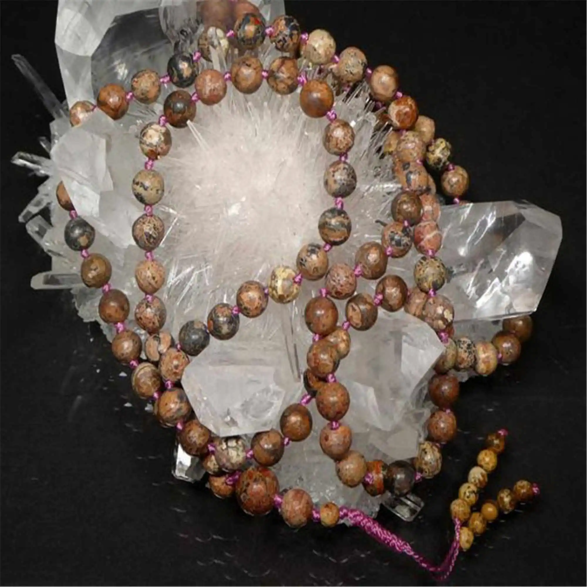 6mm Natural Picture Jasper Gemstone 108 Beads Mala bracelet Hipster Choker Yoga Mala Sacred wear Zen Prayer