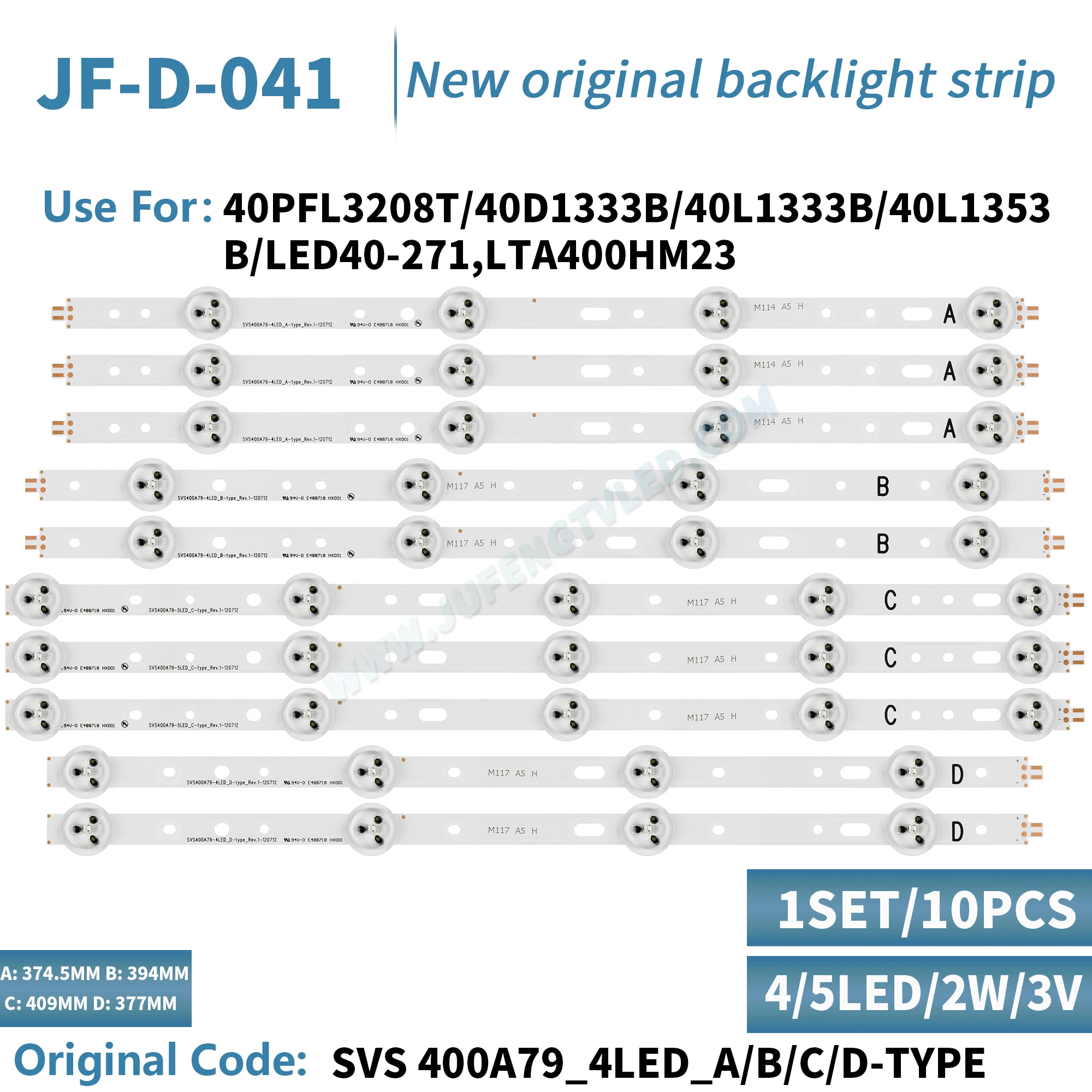 

LED Backlight 4/5lamp for Samsung 40inch TV SVS400A73 40D1333B 40L1333B 40PFL3208T LTA400HM23 SVS400A79 40PFL3108T/60