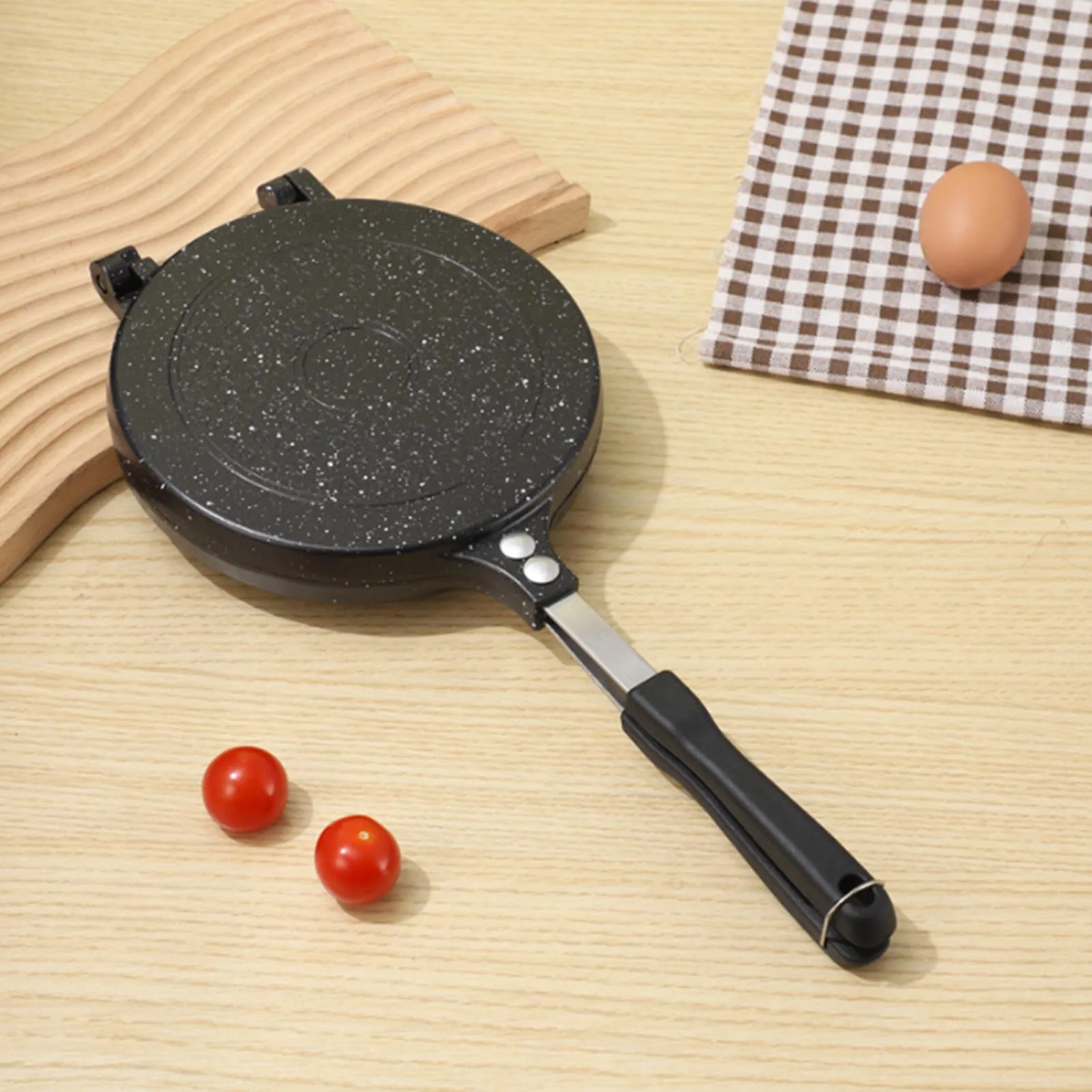 Double Sided Frying Pan Efficient Double Sided Sandwich Baking Pan Heat Resistant Nonstick Cool Handle Aluminum Alloy for Home
