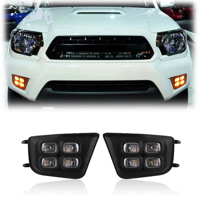

Gobison LED White And Amber Fog Light DRL With Yellow Signal Daytime Running Lamp For Toyota Tacoma 2011-2015 Foglight