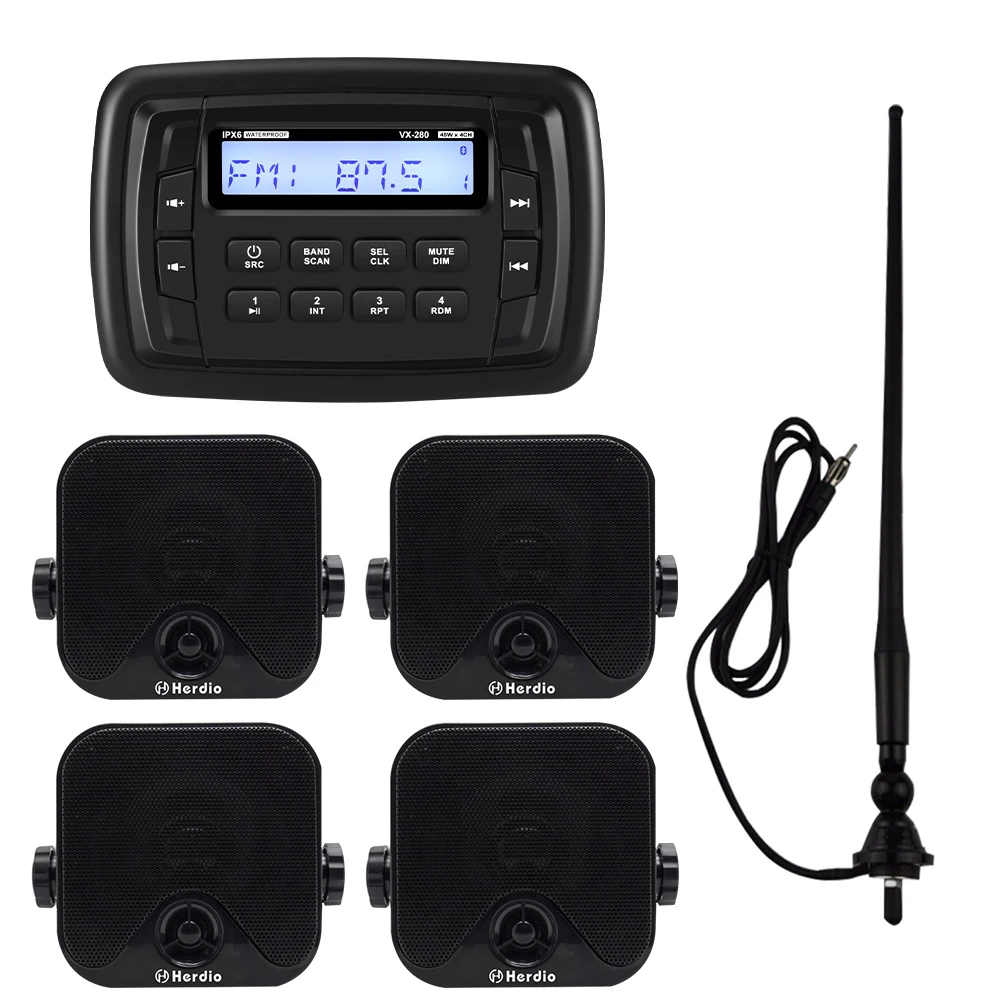 Waterproof Marine Bluetooth Stereo Fm Am Mp3 Player Radio For Boat Atv