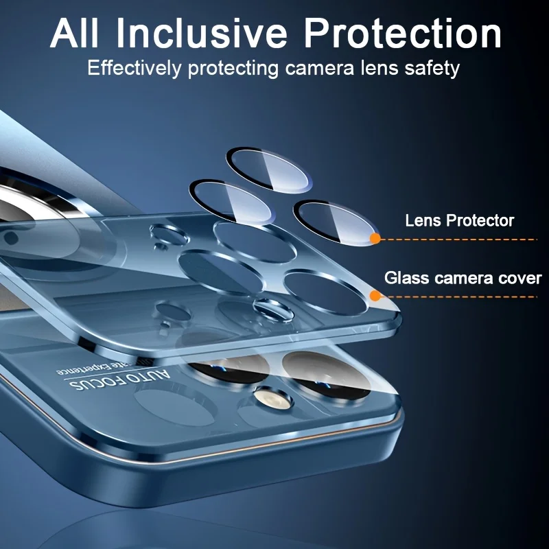 Luxury Titanium Metallic Matte Case with Glass Lens Protection Cover