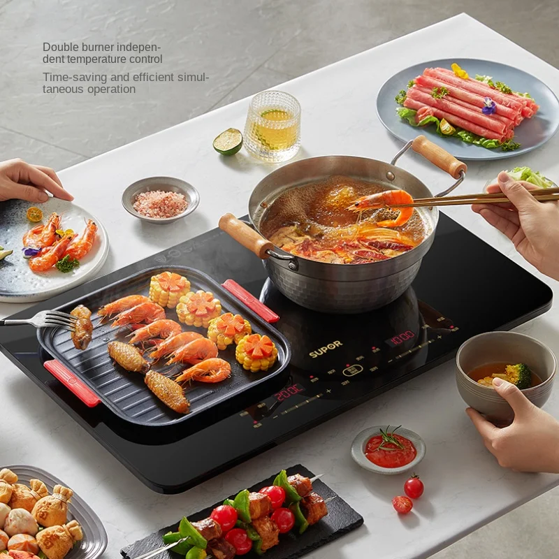 

Double-stove induction cooker household high-power intelligent stir-fry hot pot barbecue multi-functional cooking electric stove