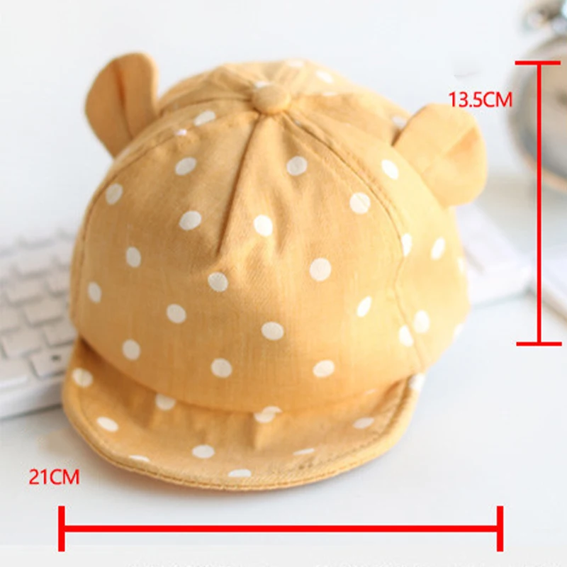 Baby Hats 2022 Summer Kids Cotton Peaked Cap Toddler Cute Dot Girls Boys Hat Child Cute 3D Ear Baseball Caps Infant Soft Sunhat 2