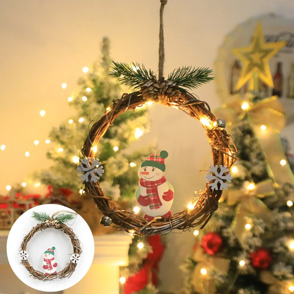 

Simulation Christmas Wreath Santa Claus with LED Light Christmas Front Door Pendant Elk deer Snowman Christmas Garland