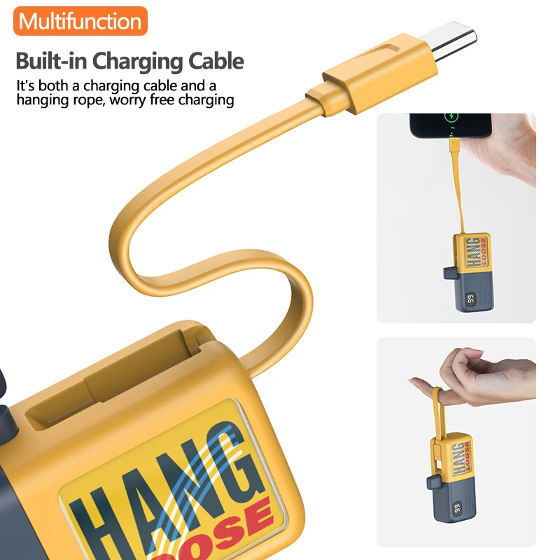 Portable Hang Loose Charger Mini Capsule Power Bank 5000mAh PowerBank With Type-C Cable Super Fast Charging For IPhone Xiaomi 6