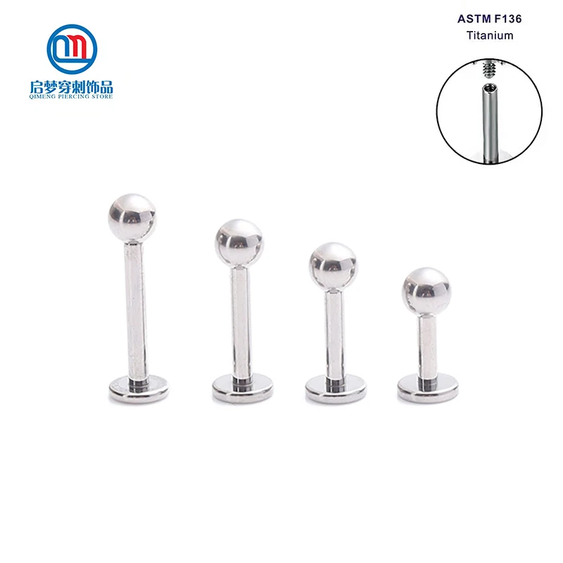 Internally Threaded Labret 3mm | 16g Titanium Labret Piercing - 16g ...