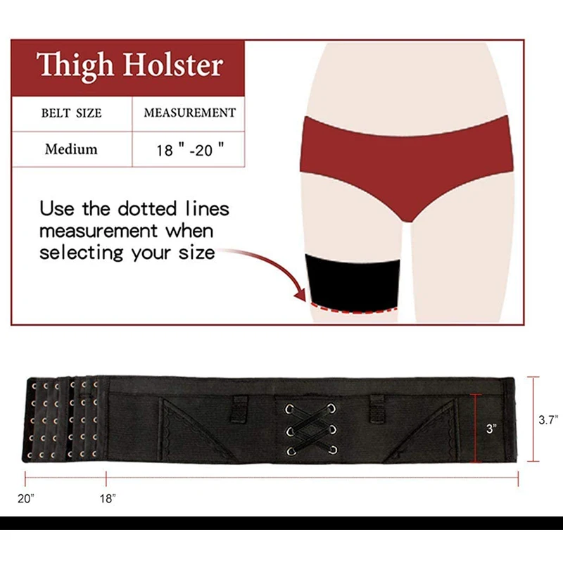Hot Woman Leg Holster Lady Anti-slip Adjustable Six Hook-and-eye Garter Pistol Holder Hunting Camping Equipment 2