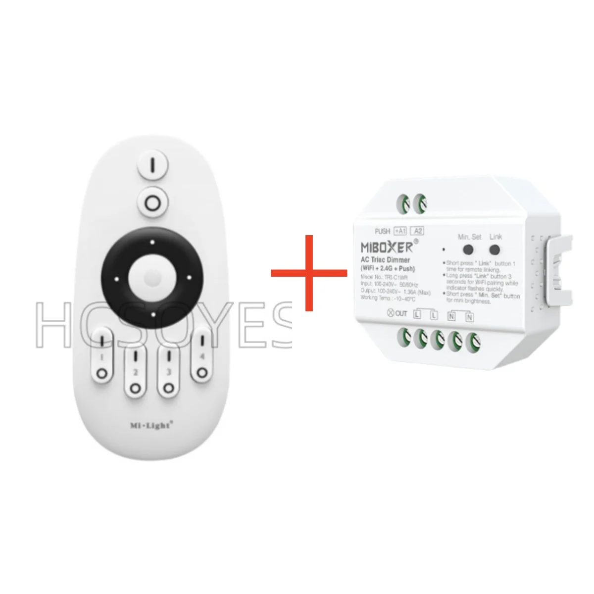 Miboxer TRI-C1WR 110V-220V สมาร์ททวายา ไร้สาย WIFI+2.4GHz RF+Push Dim สำหรับหลอดไฟแบบดั้งเดิม/ฮาโลเจน/หลอดไฟหรี่แสงได้แบบไทรแอค 1