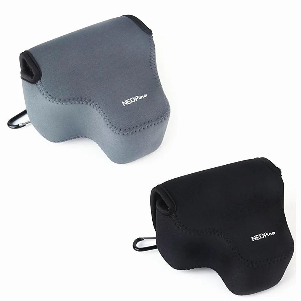 Custodia Neoprene Per Obiettivi Fotografici - Protezione Antiurto Con Pile Interna, Moschettone, Taglia M, Nero/blu - Foto 4