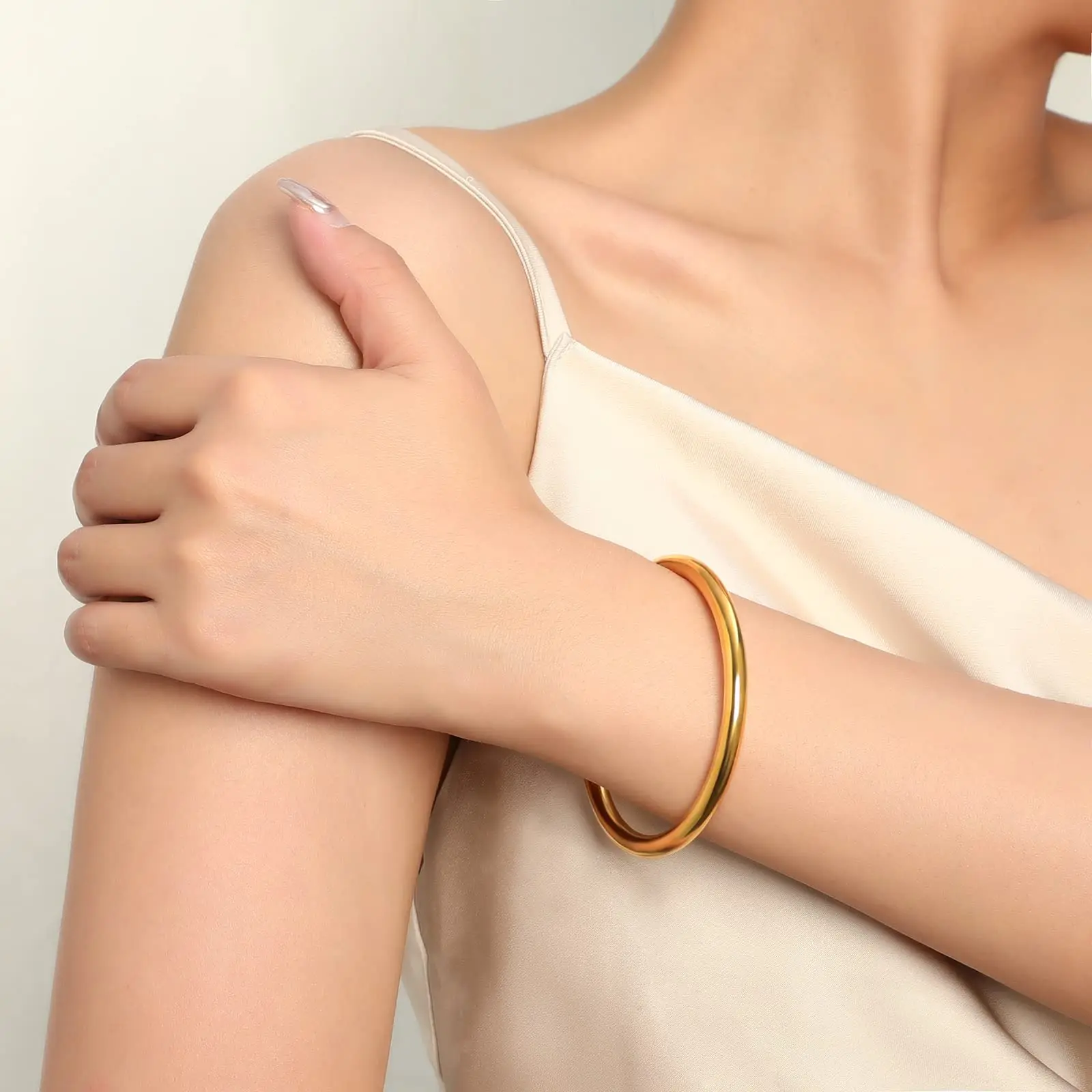 Plain Solid Gold 4mm Bracelet Gold Cuff Braceletsolid Gold 