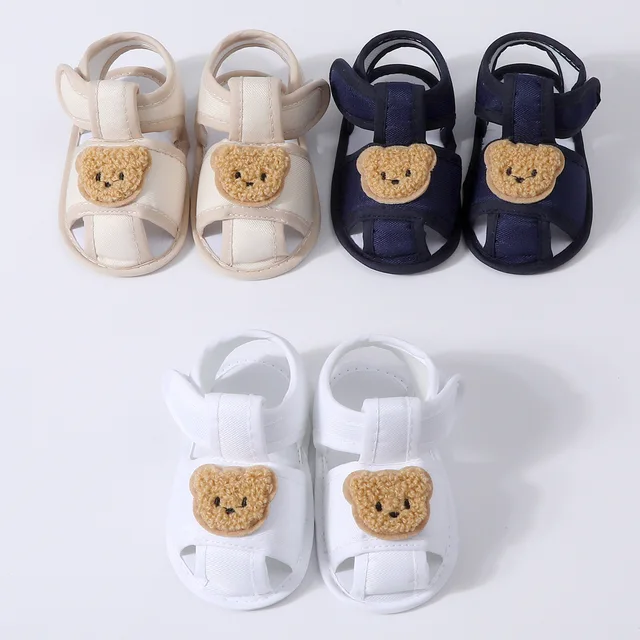 Été nouveau enfant en bas âge sandales mignon dessin animé ours nouveau-né Prewalker coton sandale doux bébé fille semelle antidérapante infantile premiers marcheurs 1