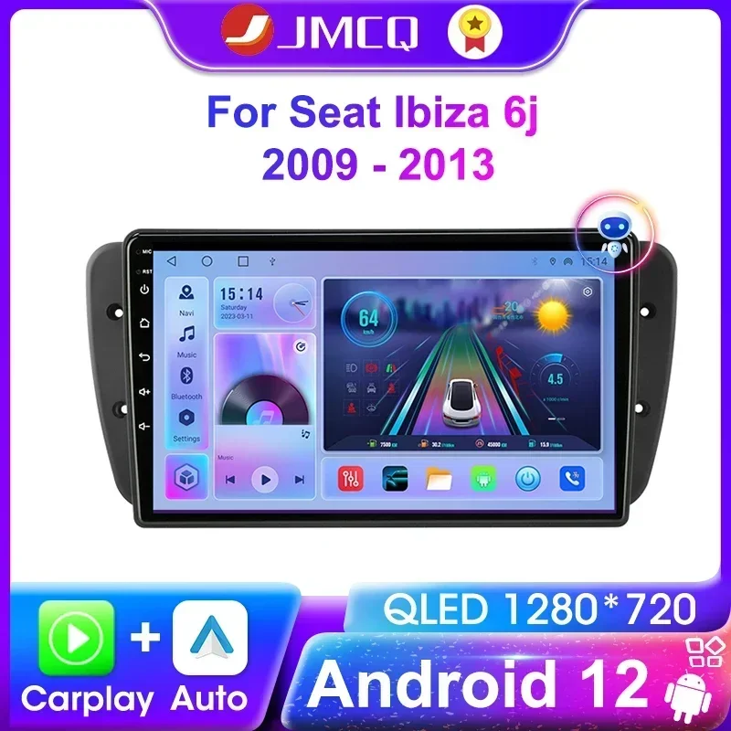 

JMCQ 9" 2 Din Android 12.0 Car Radio Multimedia Video Player For Seat Ibiza 6j 2009 - 2013 Navigation GPS 4G Carplay Head Unit