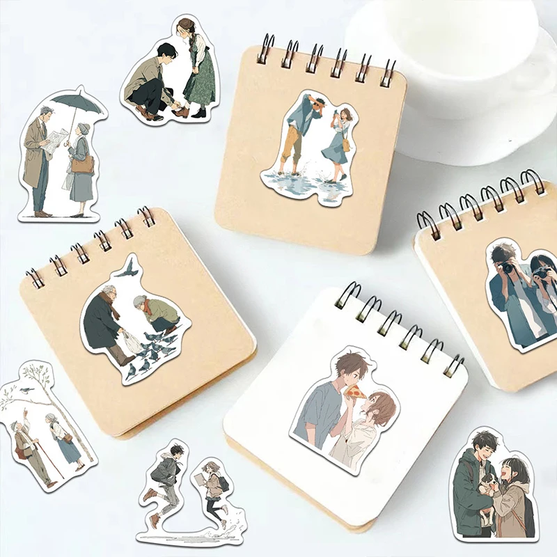 50PCS 달콤한 애니메이션 커플 스티커 데칼 수하물 노트북 스케이트 보드 스피커 워터 컵 기타 노트북 수하물 어린이 장난감 데칼