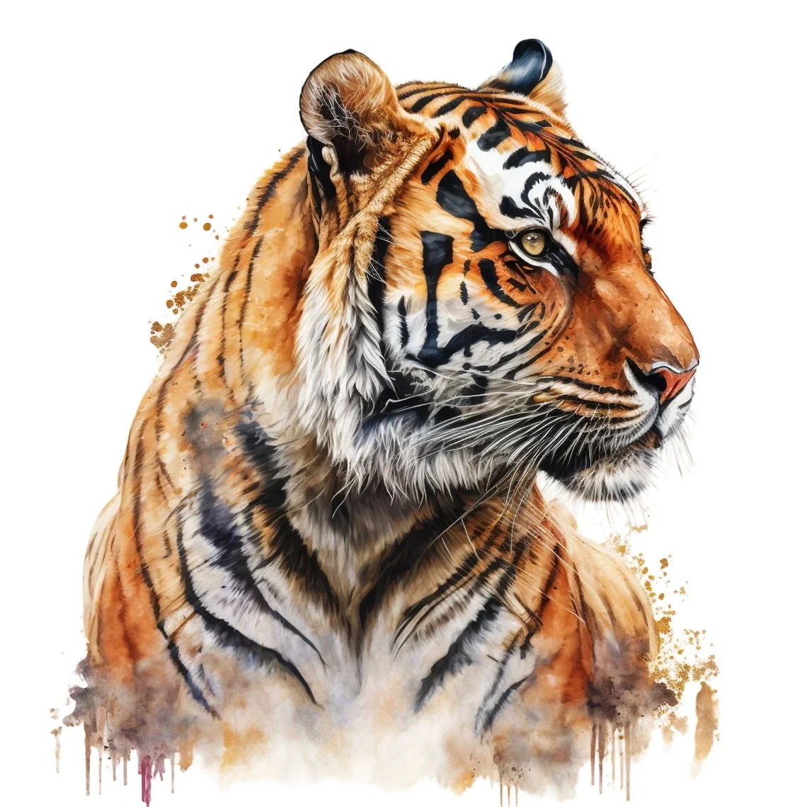Watercolor Tiger Wall Stickers Vinyl Decal Toilet Lid Cabinet Door Refrigerator Car Decoration Art Wallpaper