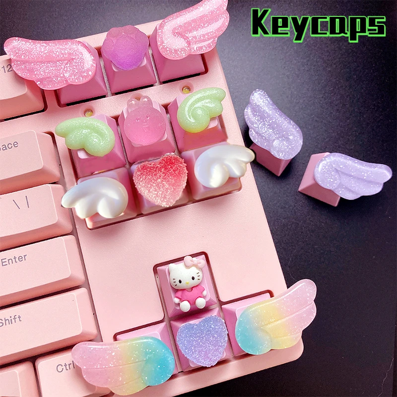 Tanio Hello Kitty Keycaps kreatywna klawiatura mechaniczna klawisze Kawaii Stereo