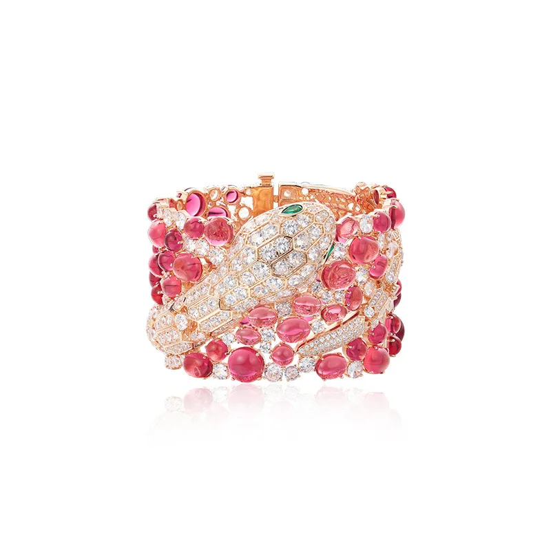 EYER Luxury Design Exaggerated Court Style Women Lady's Evening AAA CZ Zircon Stone Snake Head Rose Gold Bangle