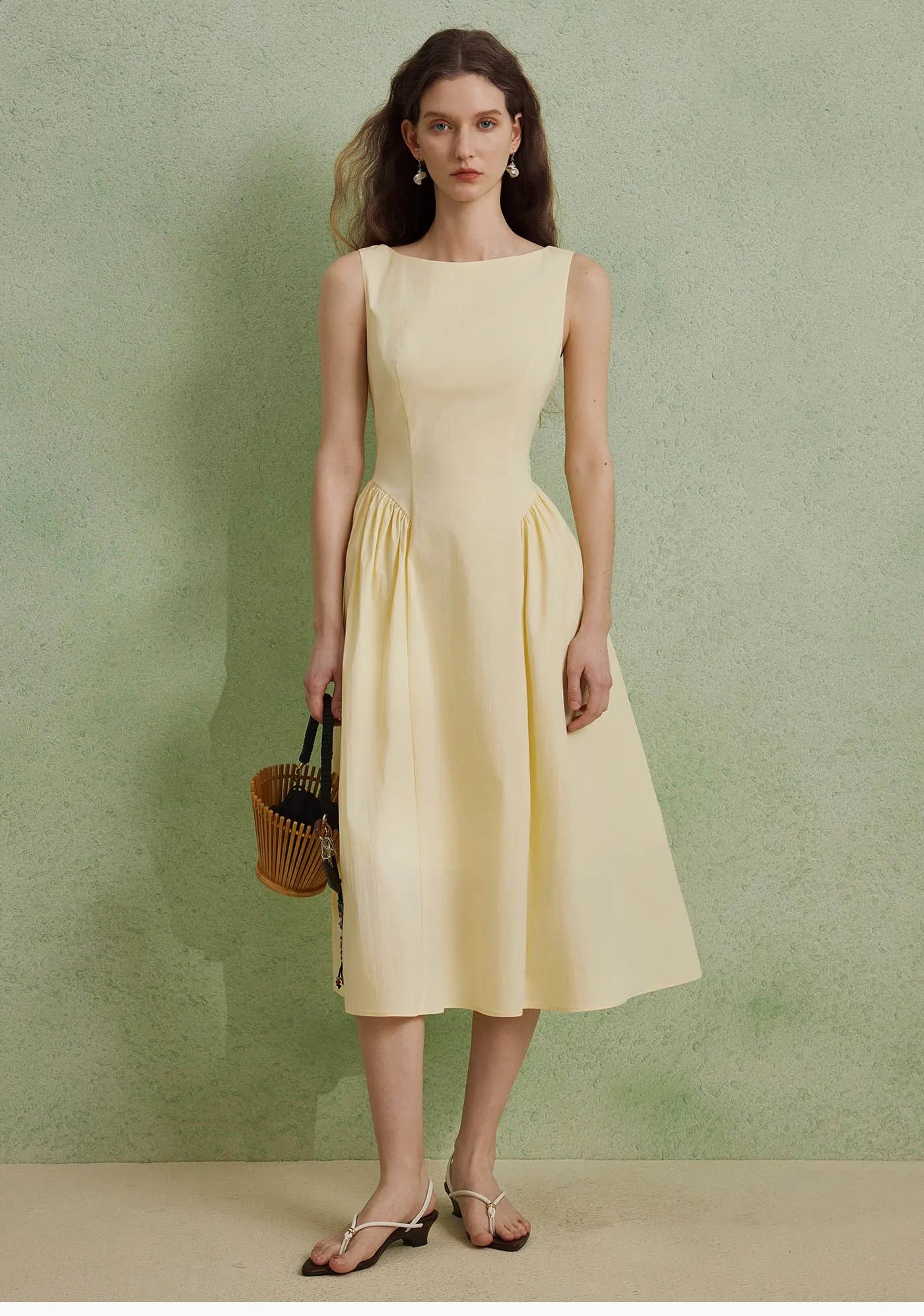 AEL Sommerkleider für Damen, elegante Kleidung, ärmellos, O-Ausschnitt, schmales langes Kleid, A-Linie – Detail 17
