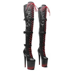 Leecabe  20CM/8inches Matte PU Pole dancing shoes High Heel platform Boots closed toe Pole Dance boots