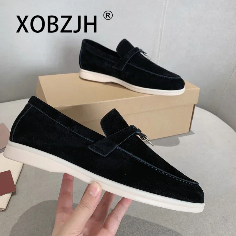 Women Loafers Summer Walk Suede Spring Autumn Fashion CausaleLeather Metal Pendant Flat Lazy SlipOn Mules