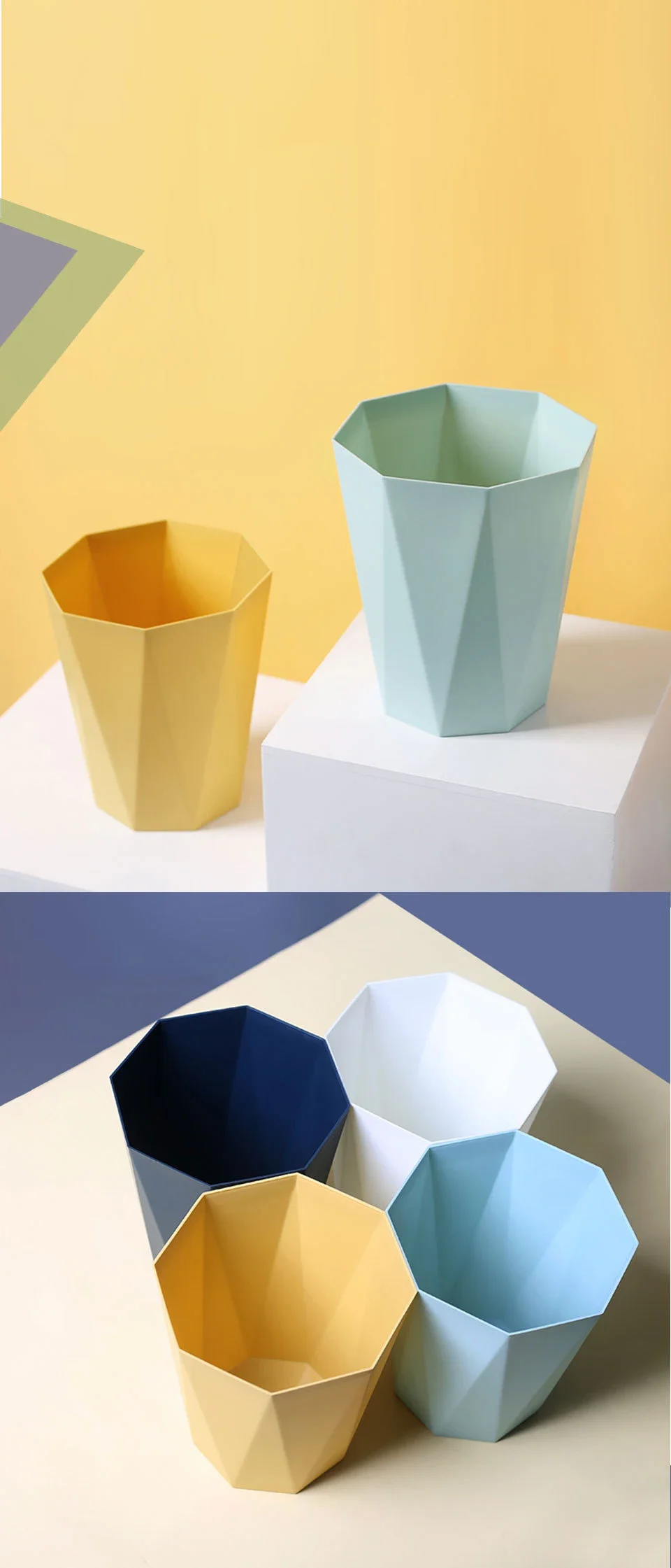 Large Plastic Trash Can - Multi-Purpose Open Basket for Bathroom Kitchen Office