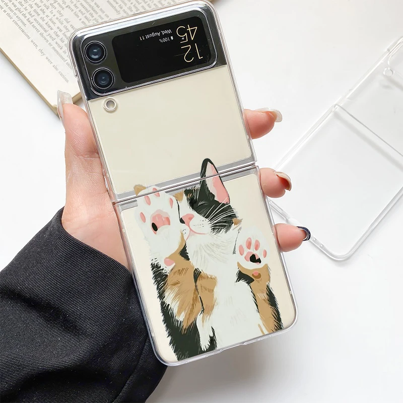Lovely Cat Design Fashion Phone Case - Hard Clear PC Folding Cover Gift