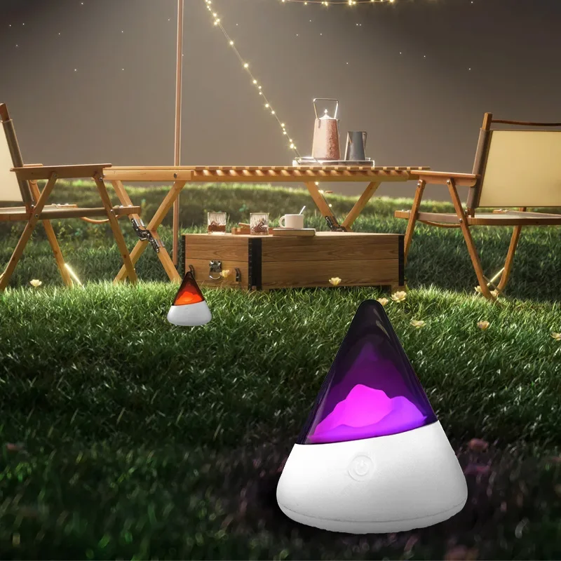 LED 아이스버그 야간 조명, USB 터치 RGB 충전, 무선 주변 야외 조명, 캠핑 홈 침실 침대 옆 장식 야간 조명