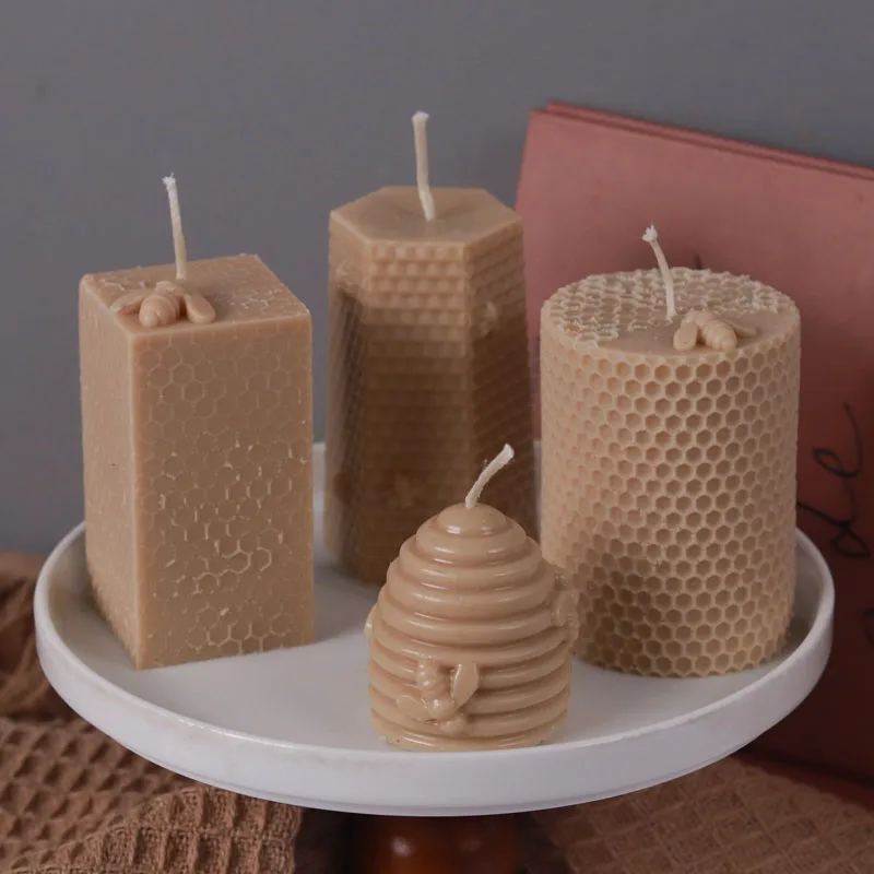Silicone Mold Silicone Candle Mold Aromatherapy Candle Mold Silicone Candle Molds Candle Mold 3D Beehive Candle Silicone Mold DIY Handmade Honeycomb Scented Candle Soap Craft Molds Plaster Resin Chocolate Baking Mould