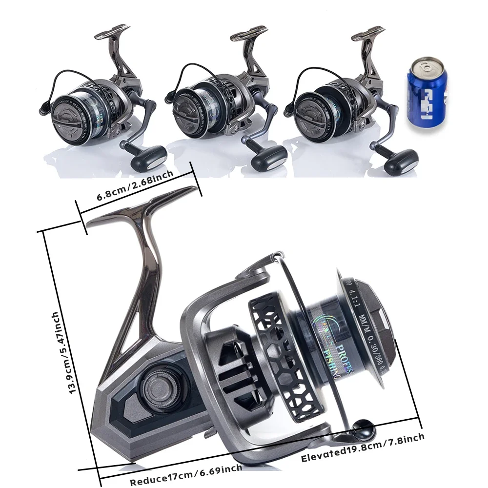 Moulinet spinning MBLN 8000-12000 série frein 30Kg max bobine et manivelle alliage pêche mer