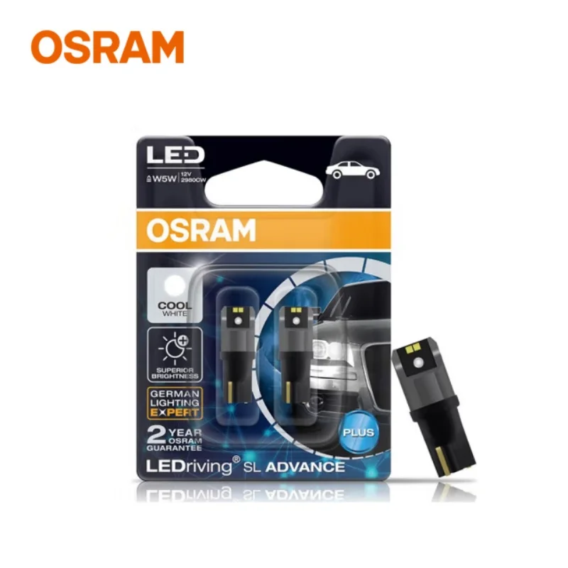 2/4pcs OSRAM T10 W5W LED Bulbs Signal Lamps 6000K White Turn Interior Reading Lights Auto Bulbs Plug&Play 12V LEDriving Advance