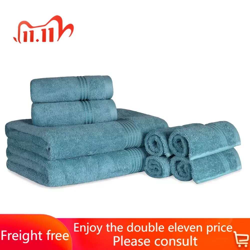 

Bathroom Towel Set Egyptian Cotton Absorbent 8-Piece Sapphire Towel Set