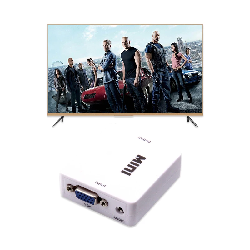 1080P MINI VGA to HDMI-compatible Converter With Audio VGA2 HDMI-compatible Video Box Adapter for Notebook PC for HDTV Projector