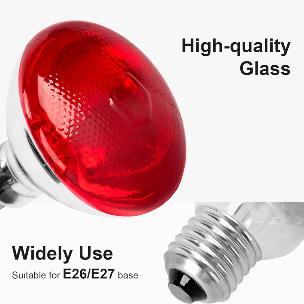 Reptile Lizard Heating Light Bulbs Brooder 100-275W Infrared Heating Lamp for Chick Pet Livestock Insulation Heat Bulb Terrarium