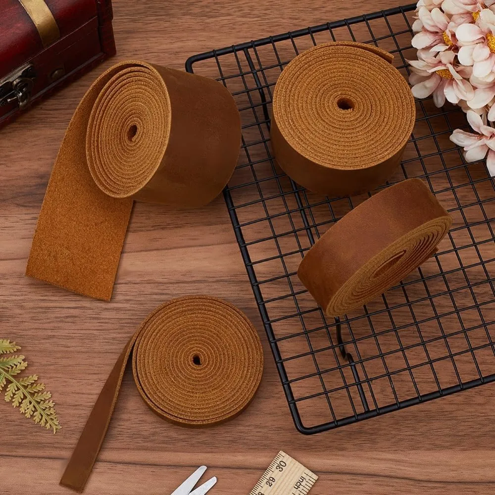 2M 플랫 AB 등급 소가죽 가죽끈 신발 가방 바느질 패치워크 DIY 공예 아플리케 카멜 12.5x1.82mm