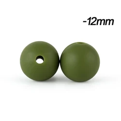 Silicone Beads for DIY Jewelry and Crafting - BPA Free, 12mm Round - Assorted Quantities (Army Green)