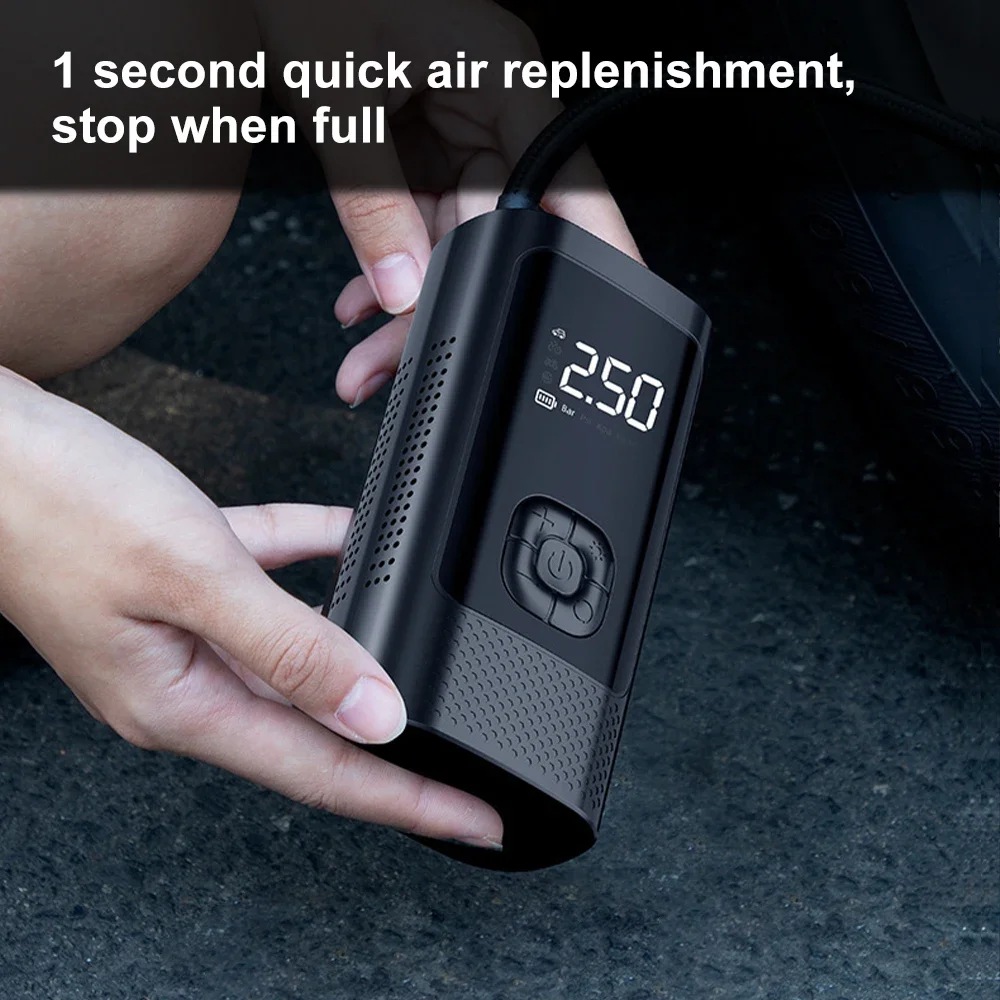 Car Tire Inflator Portable Air Compressor Rechargeable 4500mAh Batteries LCD Display Electric Tire Pump With LCD Display