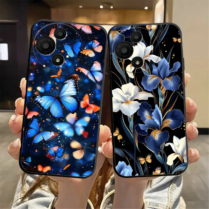 Luxury Silicone Soft Phone Case with Butterfly Marble Print Pattern