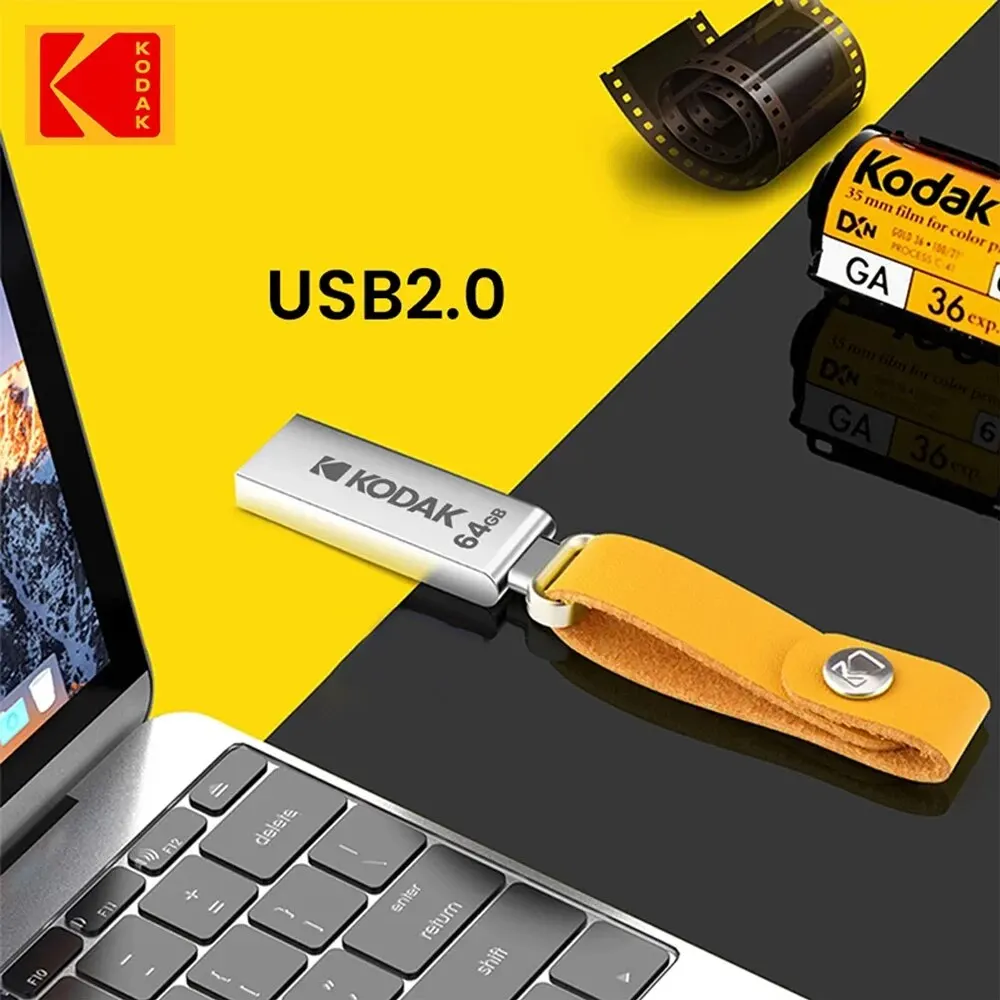 Flash Drive 128GB 64GB 32GB KODAK USB 2.0 Pen Drive Waterproof Mini Memory Stick Leather Metal U Disk