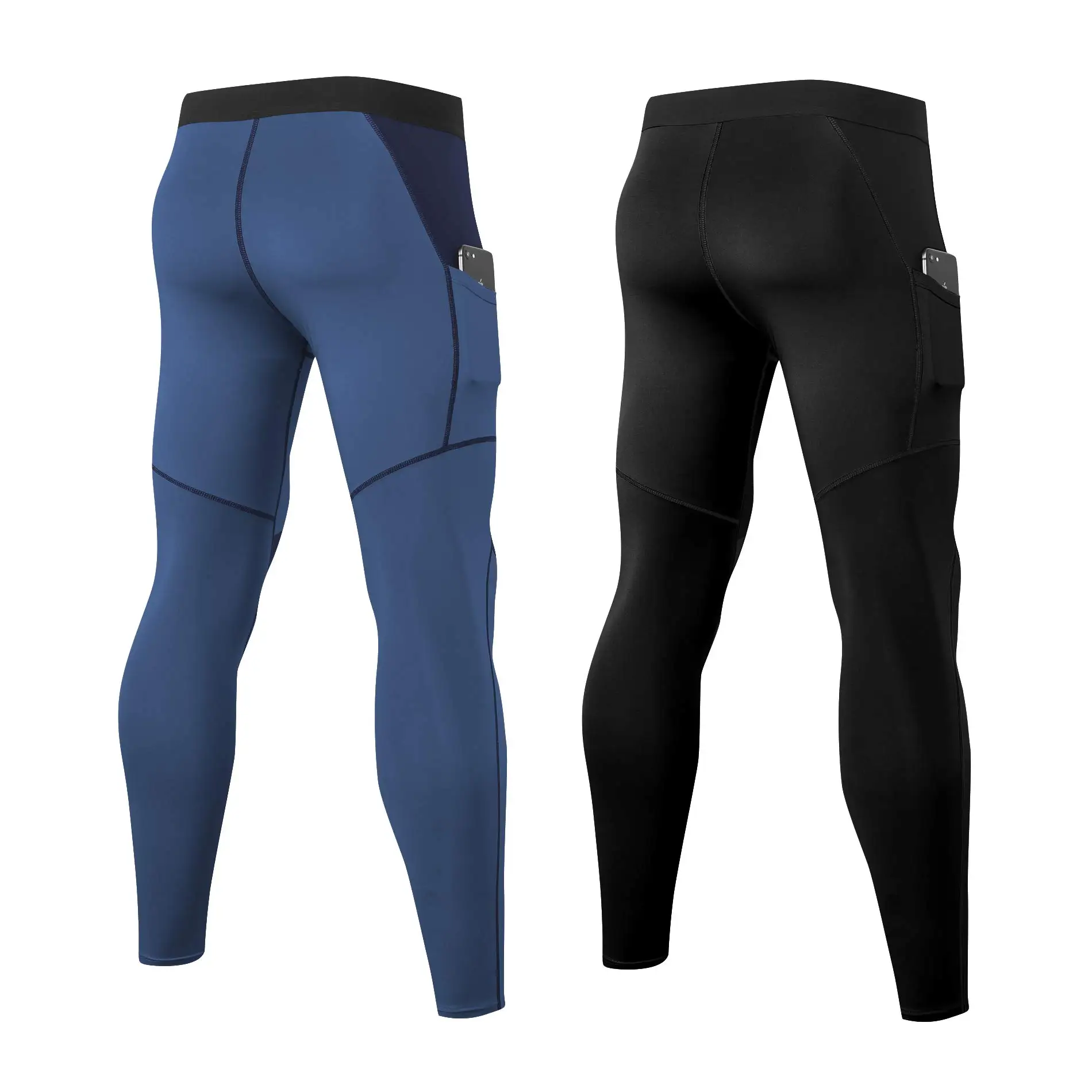 2 Pack Men Compression Pants Workout Running Basketball Compression Tights Gym with Pockets Quick Dry x