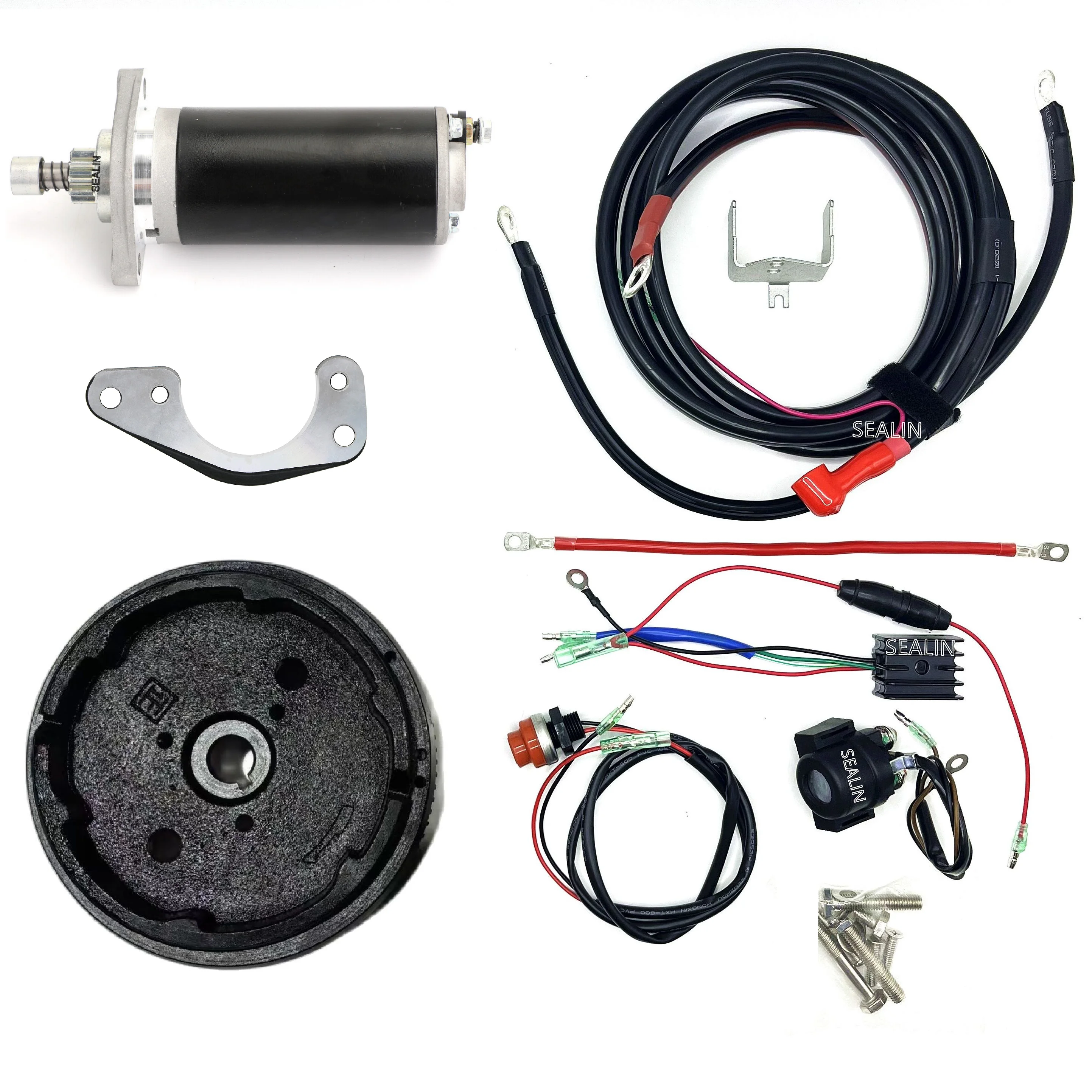 

ELECTRIC START CONVERSION KIT FOR MERCURY TOHATSU 15HP 18HP 2 STROKE OUTBOARD MOTOR FLYWHEEL STARTER MOTOR