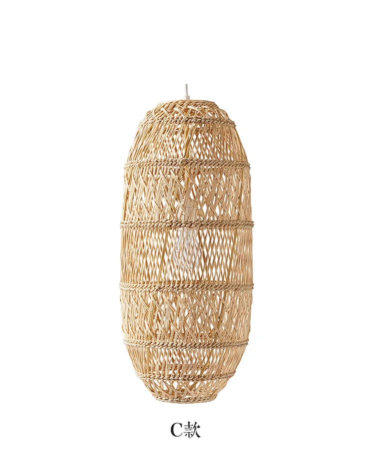 glass pendant lights Modern 100% handmade rattan natural wicker chandelier, retro Chinese lighting in living room, dining room, bedroom and farm globe pendant light