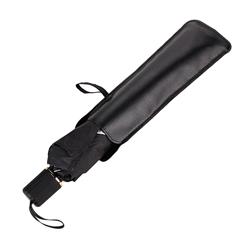 Black PU Leather Umbrella Cover Case Portable Waterproof Umbrella Storage Pocket Water Absorbent Umbrella Bag Ultrafine