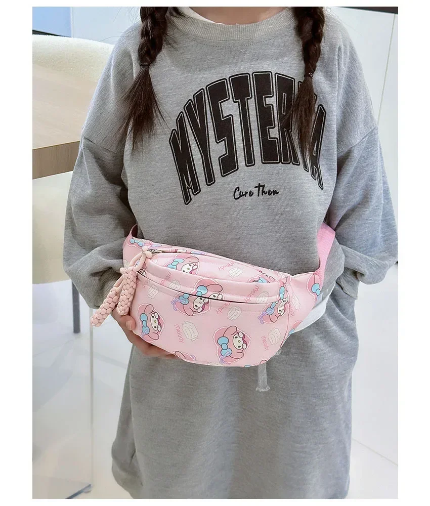 Sanrio Adjustable Crossbody Chest Pack - Cute Girls Cinnamoroll  Hello Kitty Waist Bag