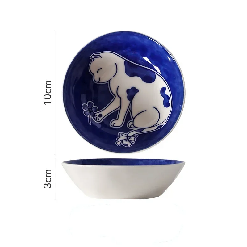 Japanese Style Sauce Dishes Sushi Plate Tableware Ceramic Dessert Creative Cute Cartoon Lucky Cat Pattern Water Drop Shape Plate