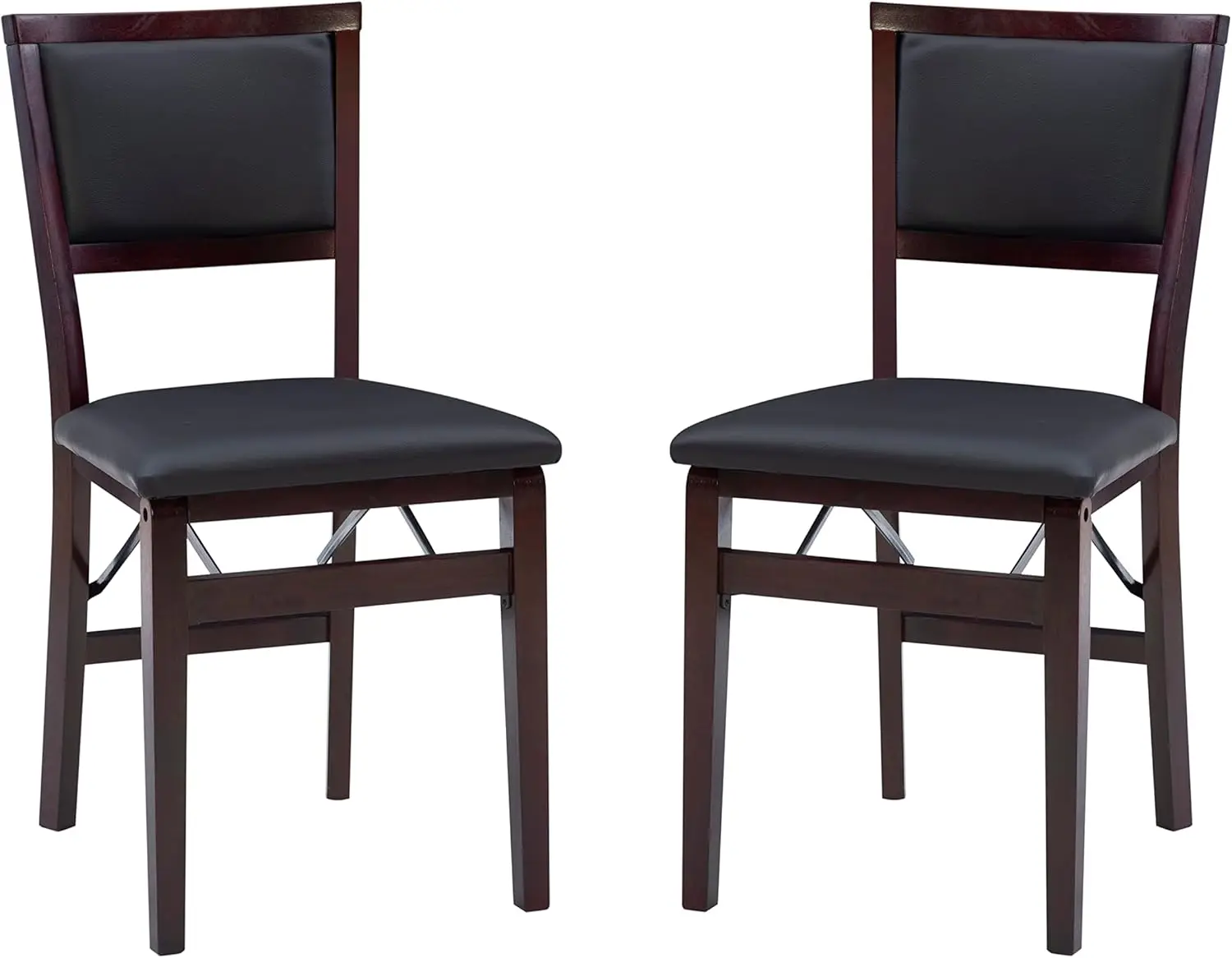 Set of 2 Folding Chairs with Padded Seat, Espresso Finish, Easy Storage for Dining Table