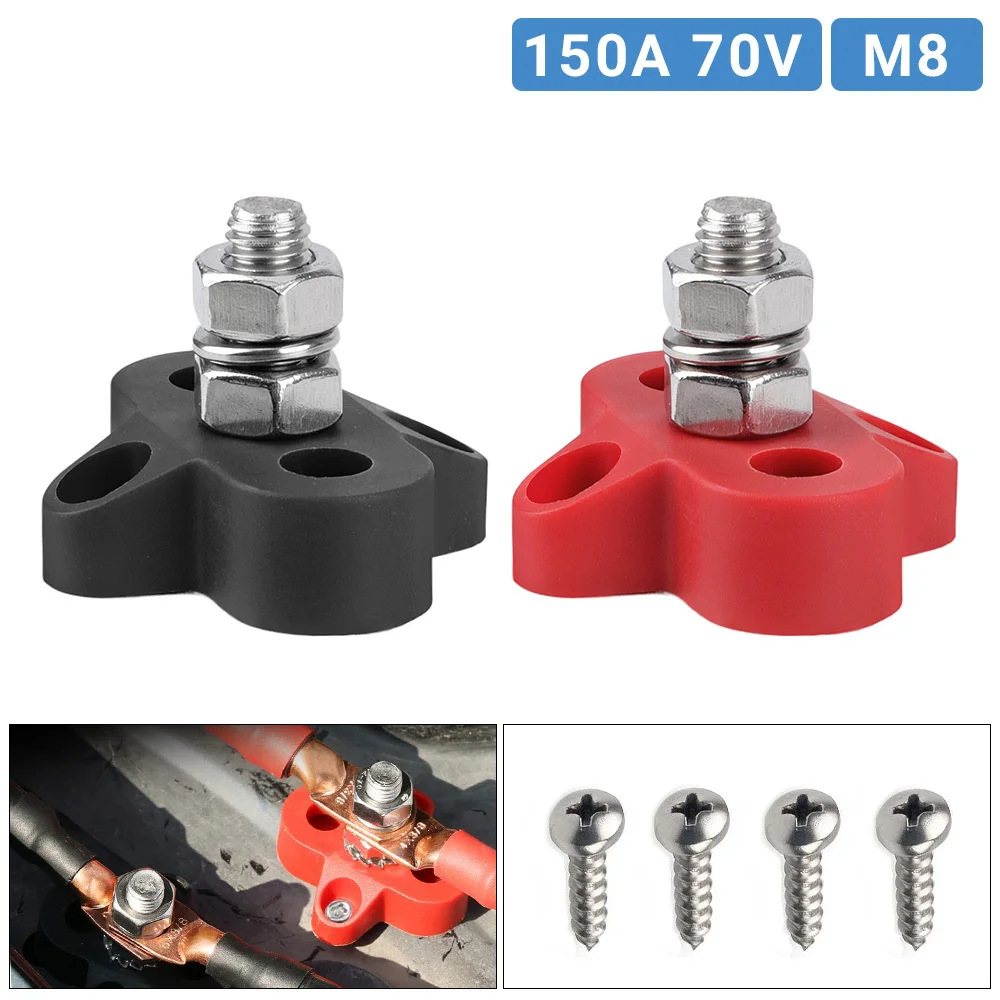 Power Distribution Block Power Stud 5/16'' 150A Terminal Block Heavy Duty M8 M6 M10 Positive Negative Buss For Camper Caravan Truck RV Boat