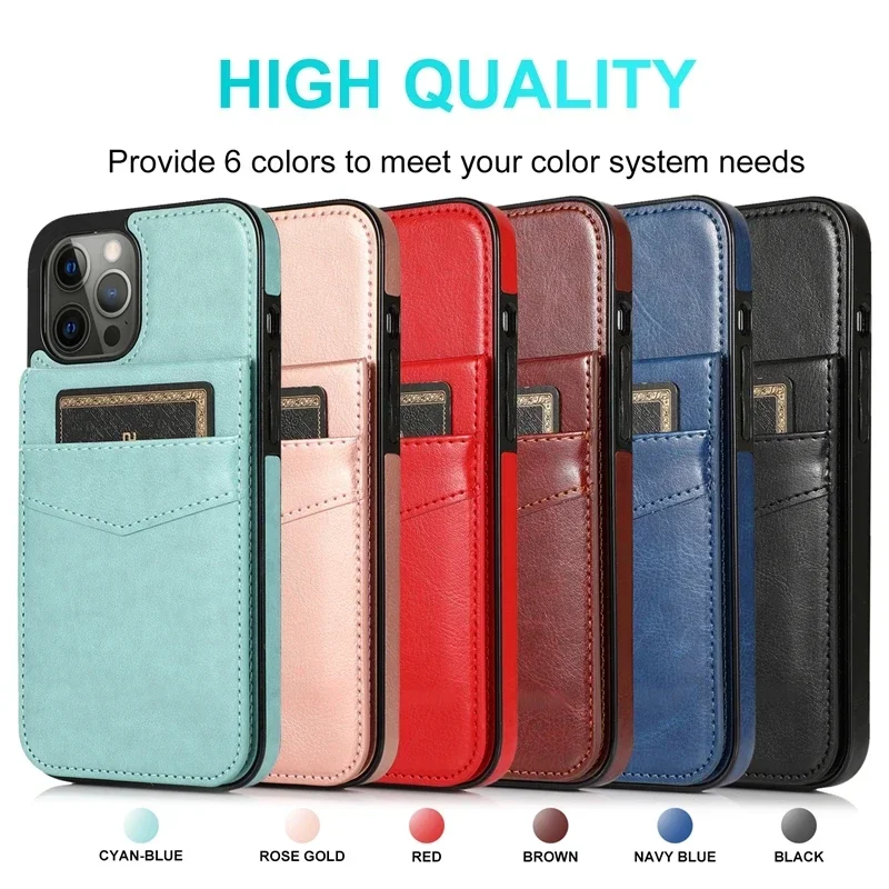 Elegant Leather Flip Wallet Case with Card Holder - Premium Business Cover