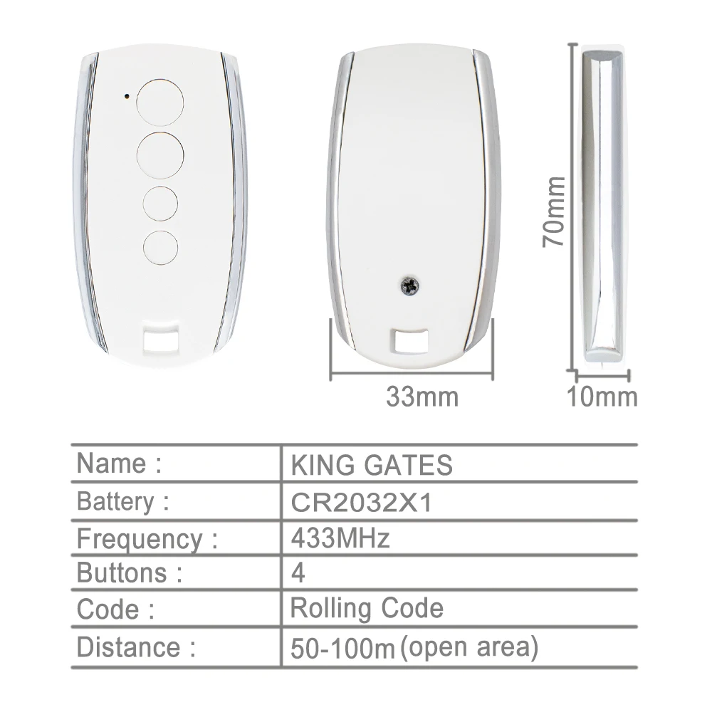 KING GATES Garage Remote Control STYLO STYLO2K STYLO4K 433.92MHz Rolling Code Compatible Stylo 2K 4K 433MHz 5